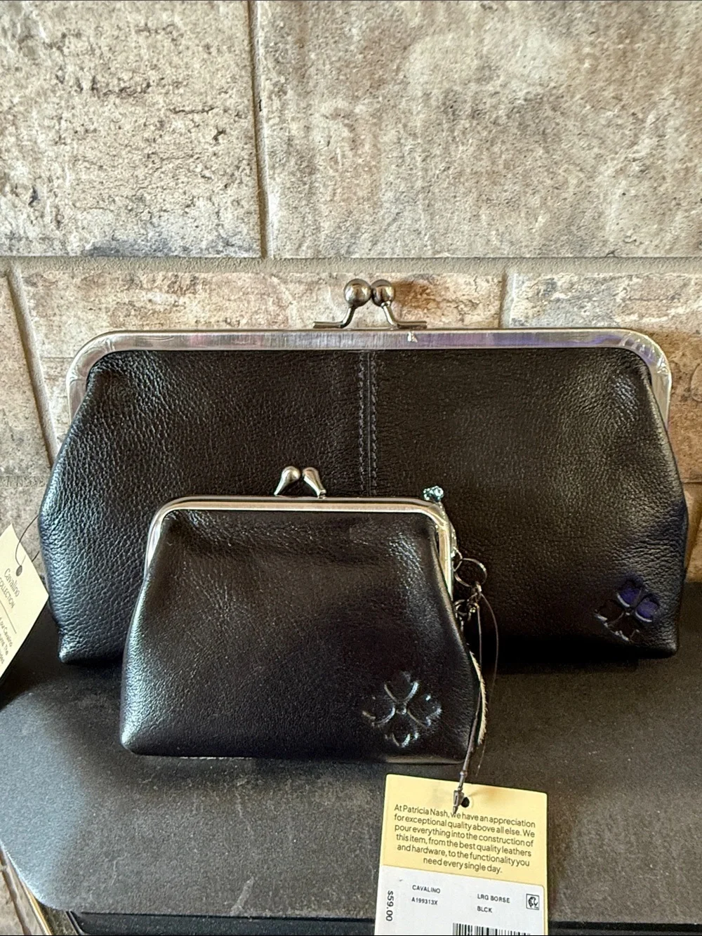 Patricia Nash Cowhide Frame Clutch / Crossbody and Coin Purse Set